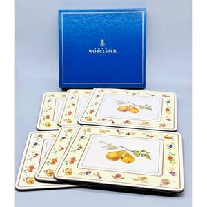 Royal Worcester Evesham Gold Corkboard Placemats Pears 8.5x7.5 inch Boxed‎
